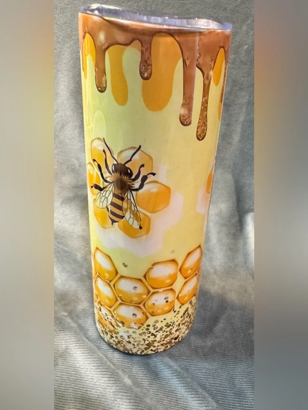 Starbucks Yellow Honey Drip Ceramic Vase with Green Logo